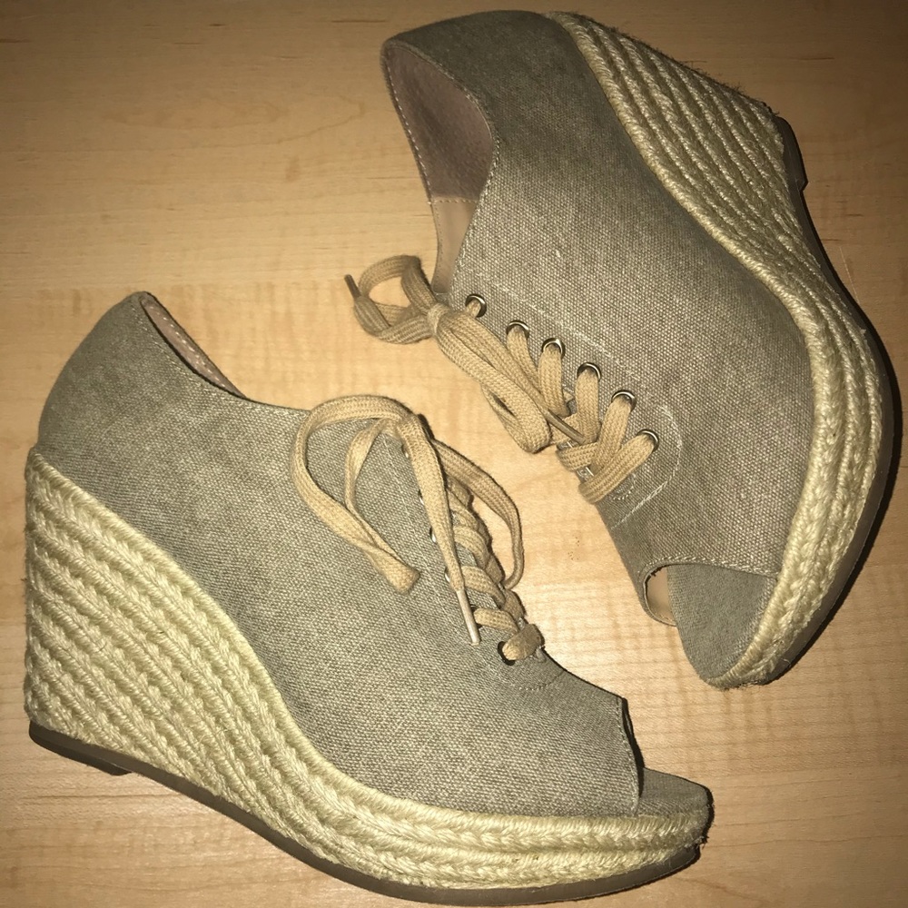 Two Tone a.n.a Open Toe Wedges